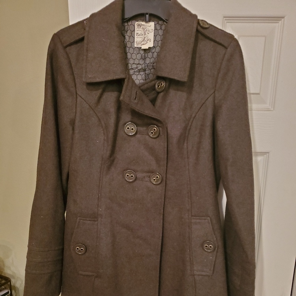 Cuffe Olive Green Pea Coat